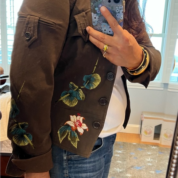 Karen Millen vintage cropped army green embroidered jacket - Picture 11 of 11